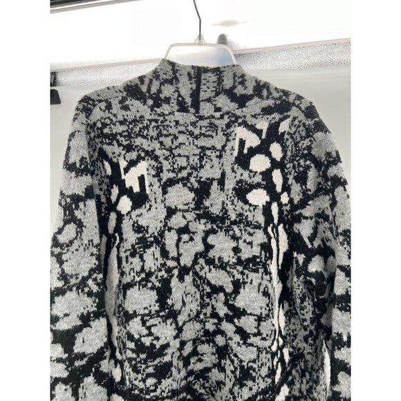 Elena Wang Snake Print Knit Cardigan Open Front Gray/Black Size Small Pockets - Picture 6 of 9